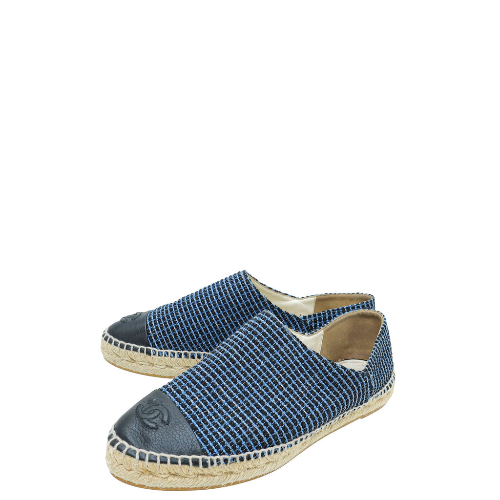 Chanel Bicolor CC Cap Toe Tweed Espadrille 39