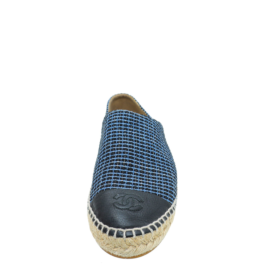 Chanel Bicolor CC Cap Toe Tweed Espadrille 39