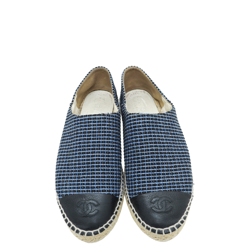Chanel Bicolor CC Cap Toe Tweed Espadrille 39