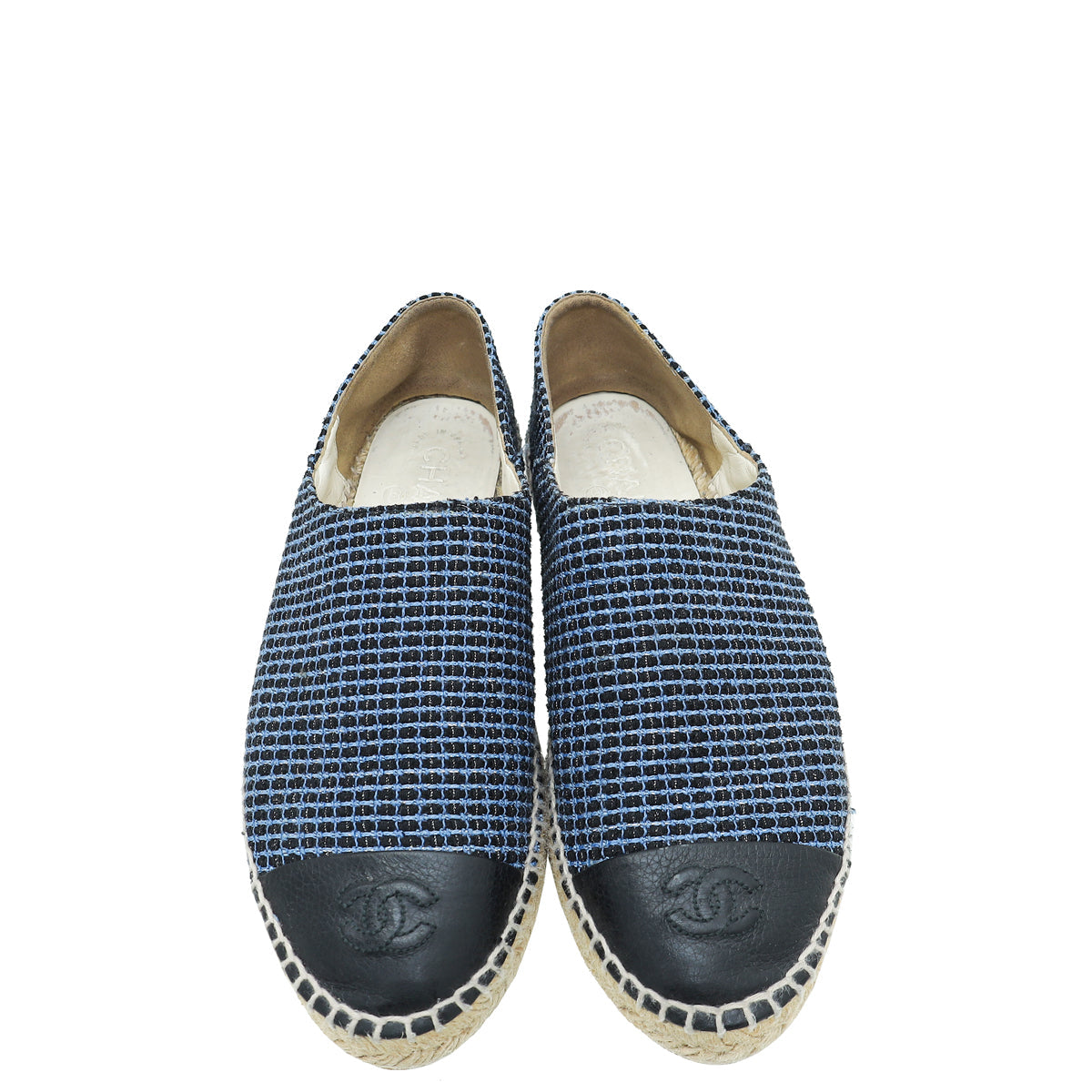 Chanel Bicolor CC Cap Toe Tweed Espadrille 39