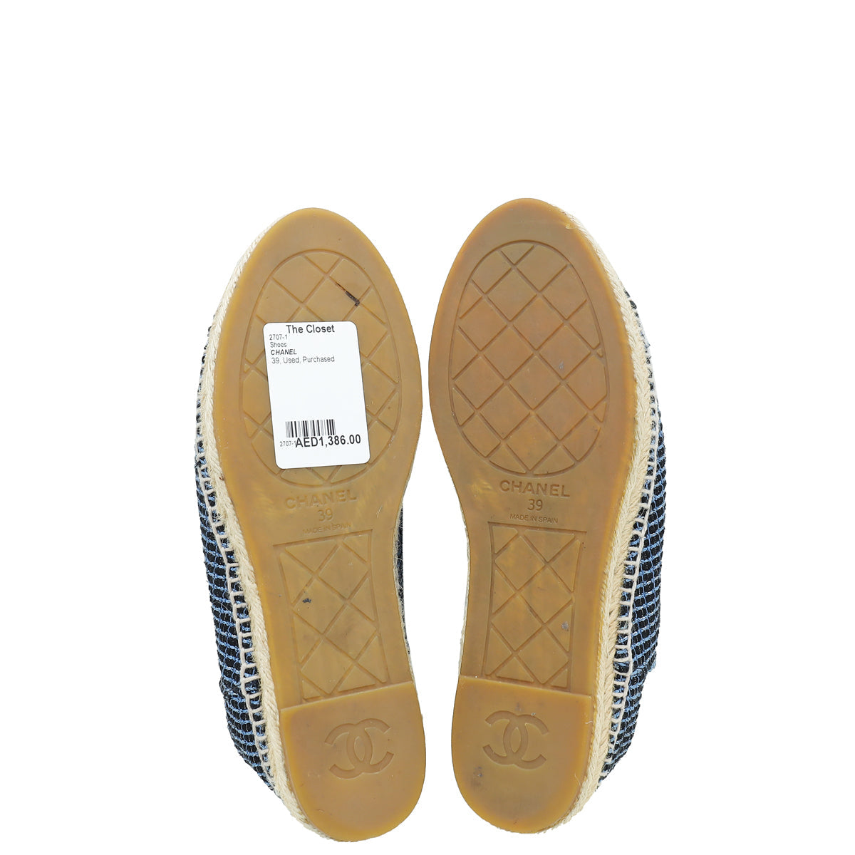 Chanel Bicolor CC Cap Toe Tweed Espadrille 39