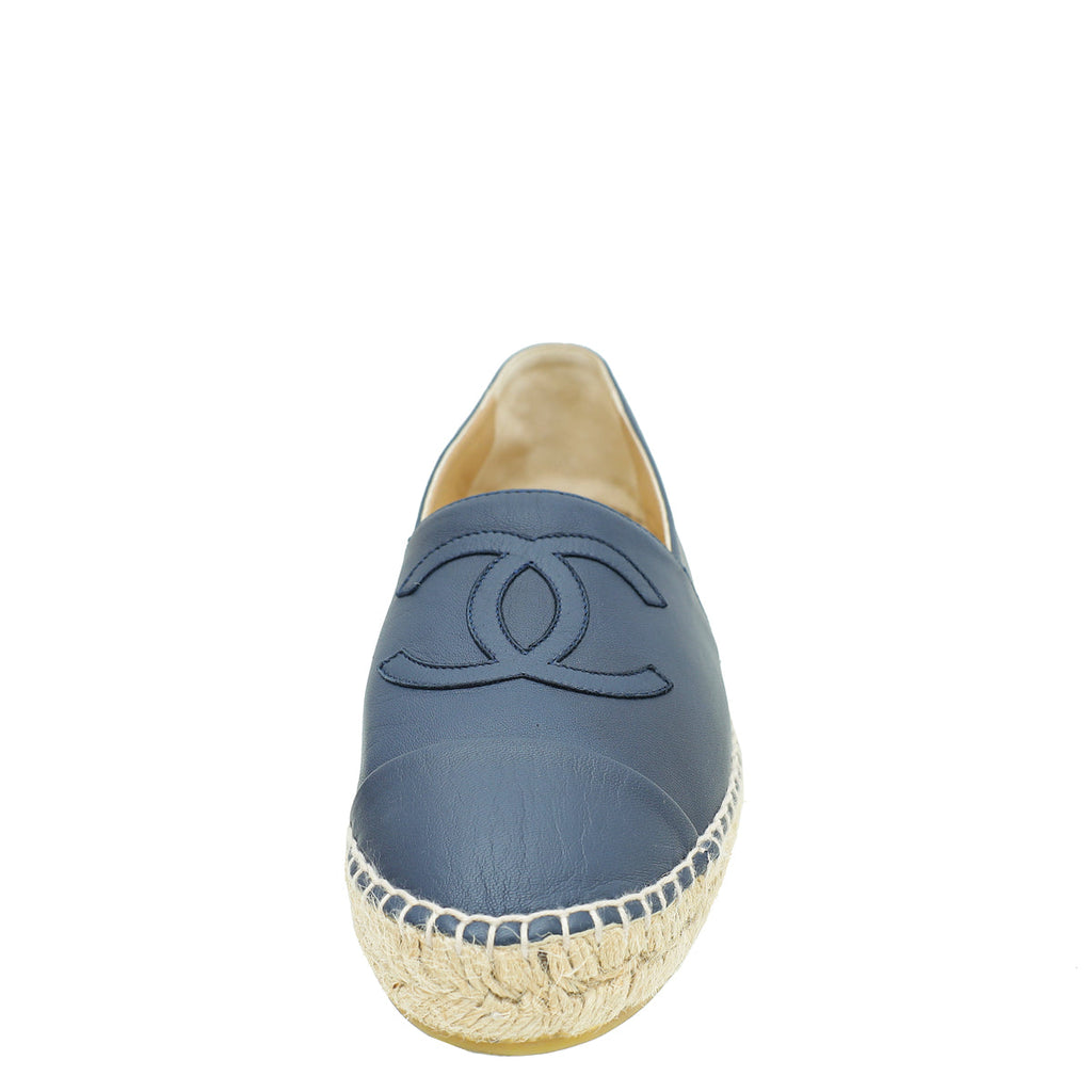 Chanel Navy Blue CC Cap Toe Espadrille 39
