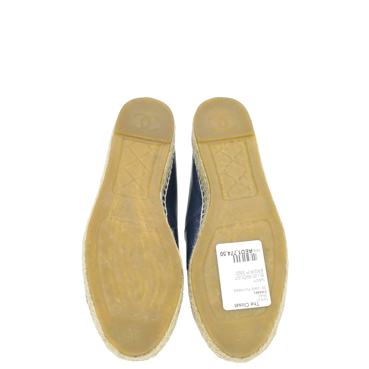 Chanel Navy Blue CC Cap Toe Espadrille 39