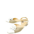 Chanel Bicolor CC Camellia Flower Flat Slingback 39