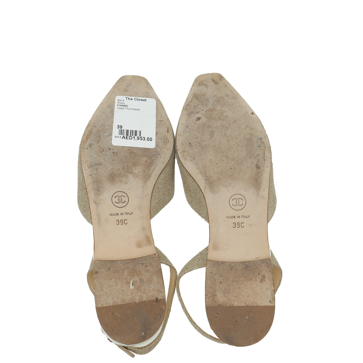 Chanel Bicolor CC Camellia Flower Flat Slingback 39