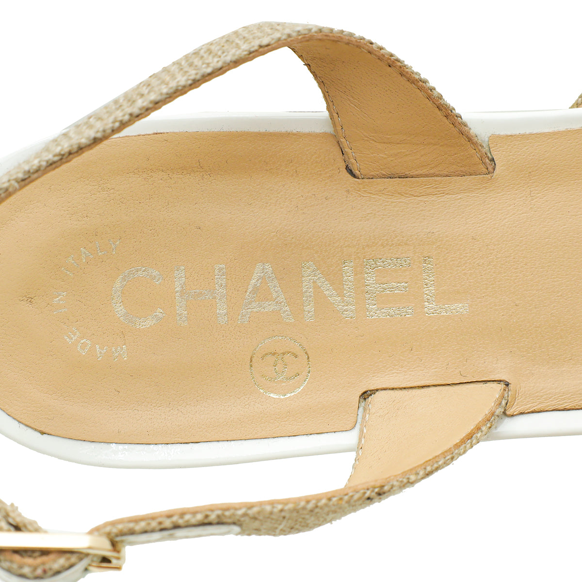 Chanel Bicolor CC Camellia Flower Flat Slingback 39