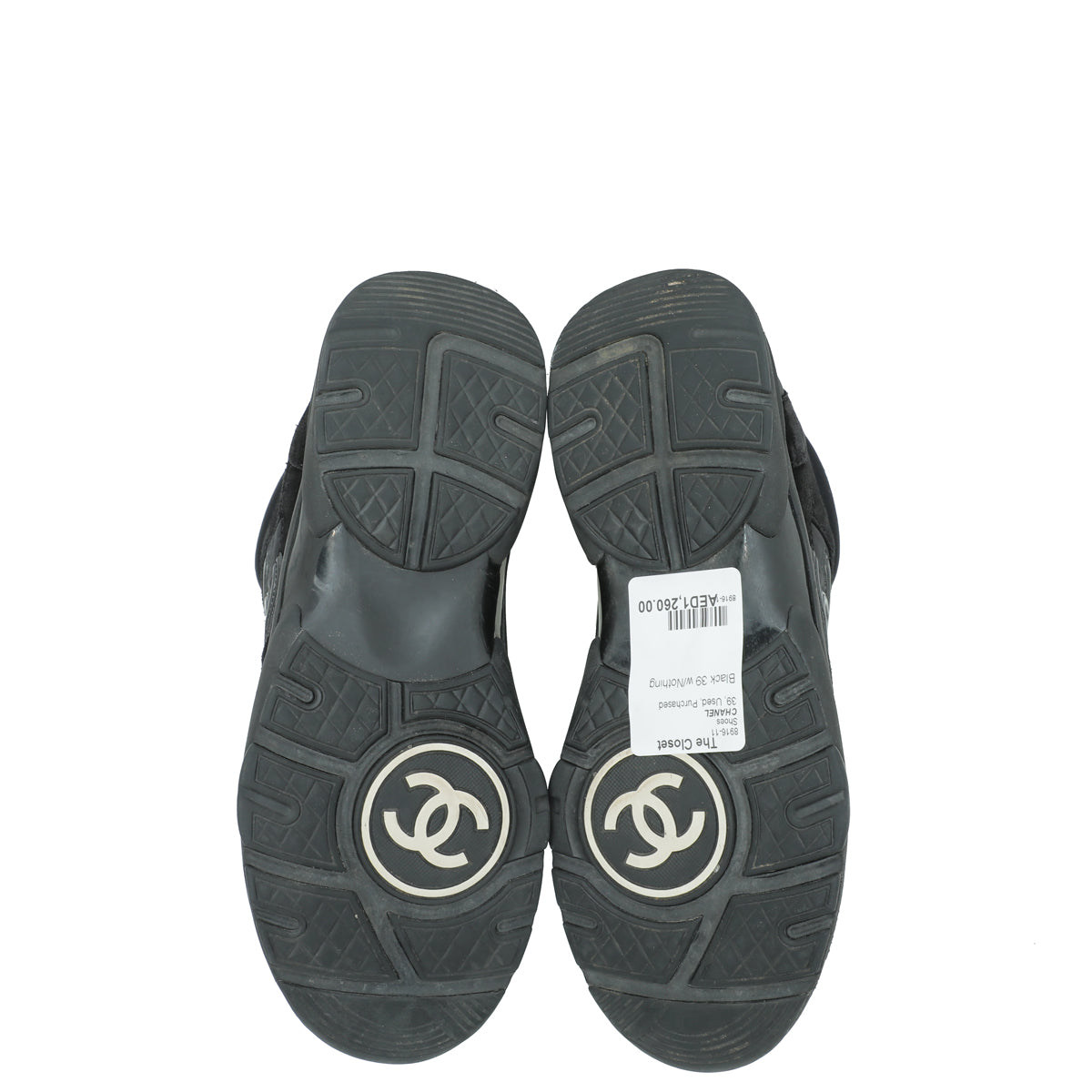 Chanel Black CC Lace Up Sneakers 39