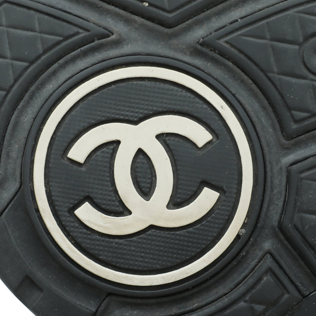 Chanel Black CC Lace Up Sneakers 39