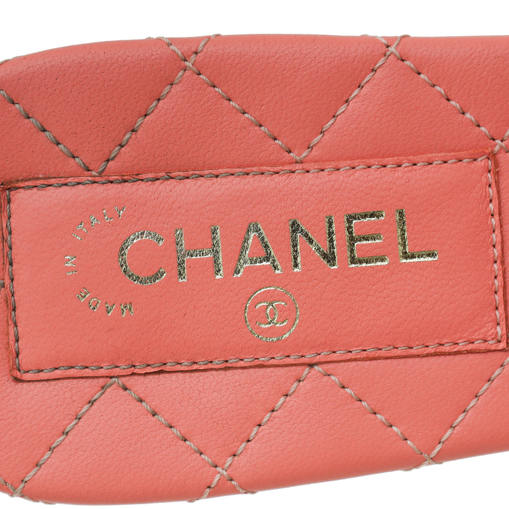 Chanel Flamingo CC Satin Padded Slide Mules 39