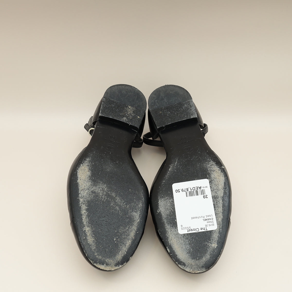 Chanel Black CC Cap Toe Camellia Ballerina 39