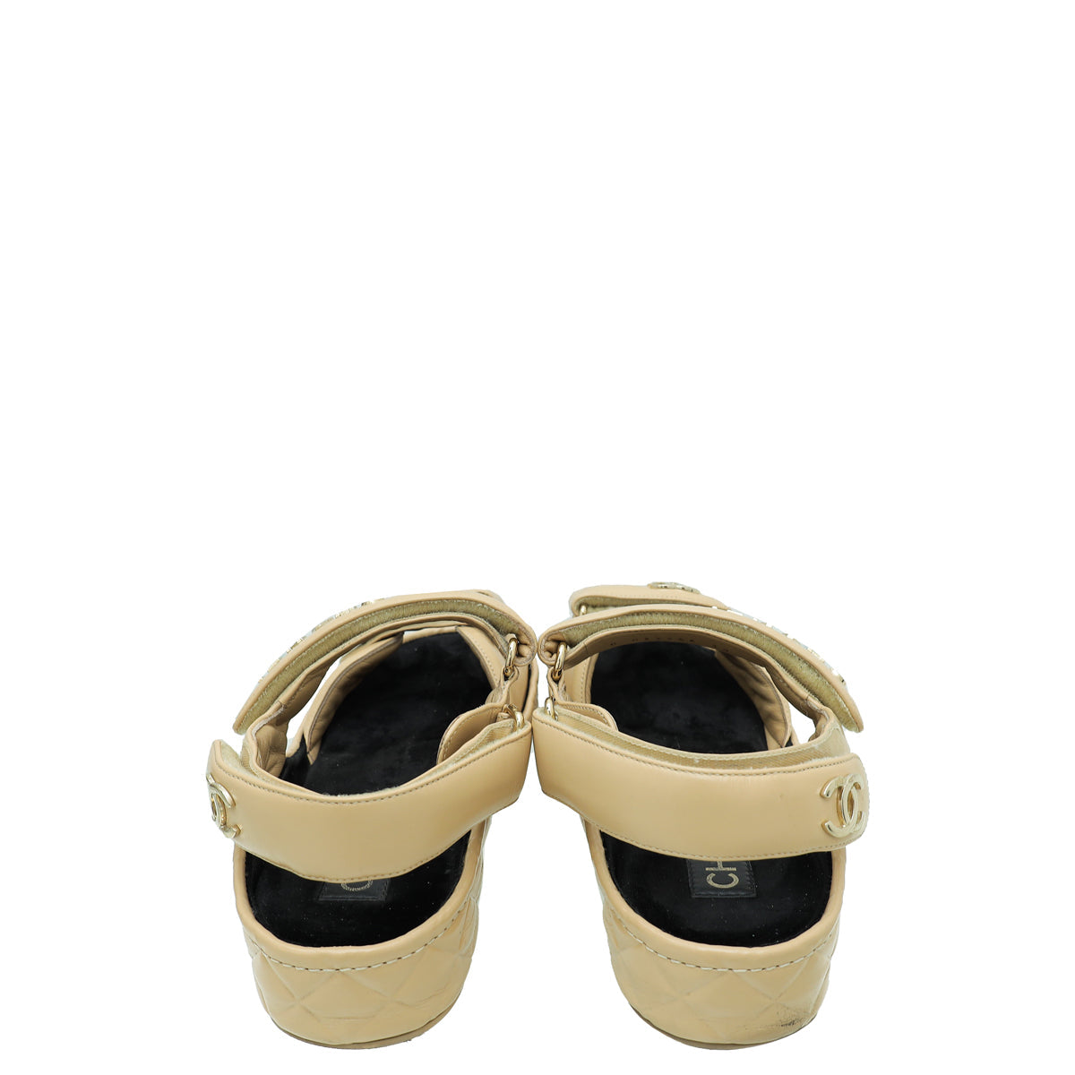 Chanel Beige CC Quilted Slides Sandal 39