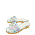 Chanel White Multicolor Tweed Logo Chain Mules 40