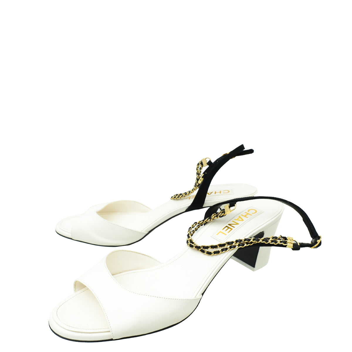 Chanel Bicolor CC Chain Block Sandal 40.5