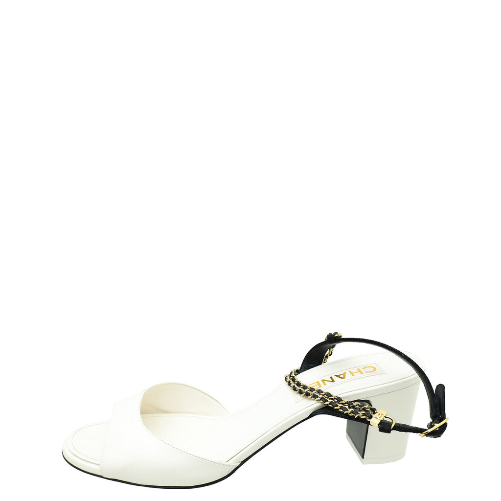 Chanel Bicolor CC Chain Block Sandal 40.5