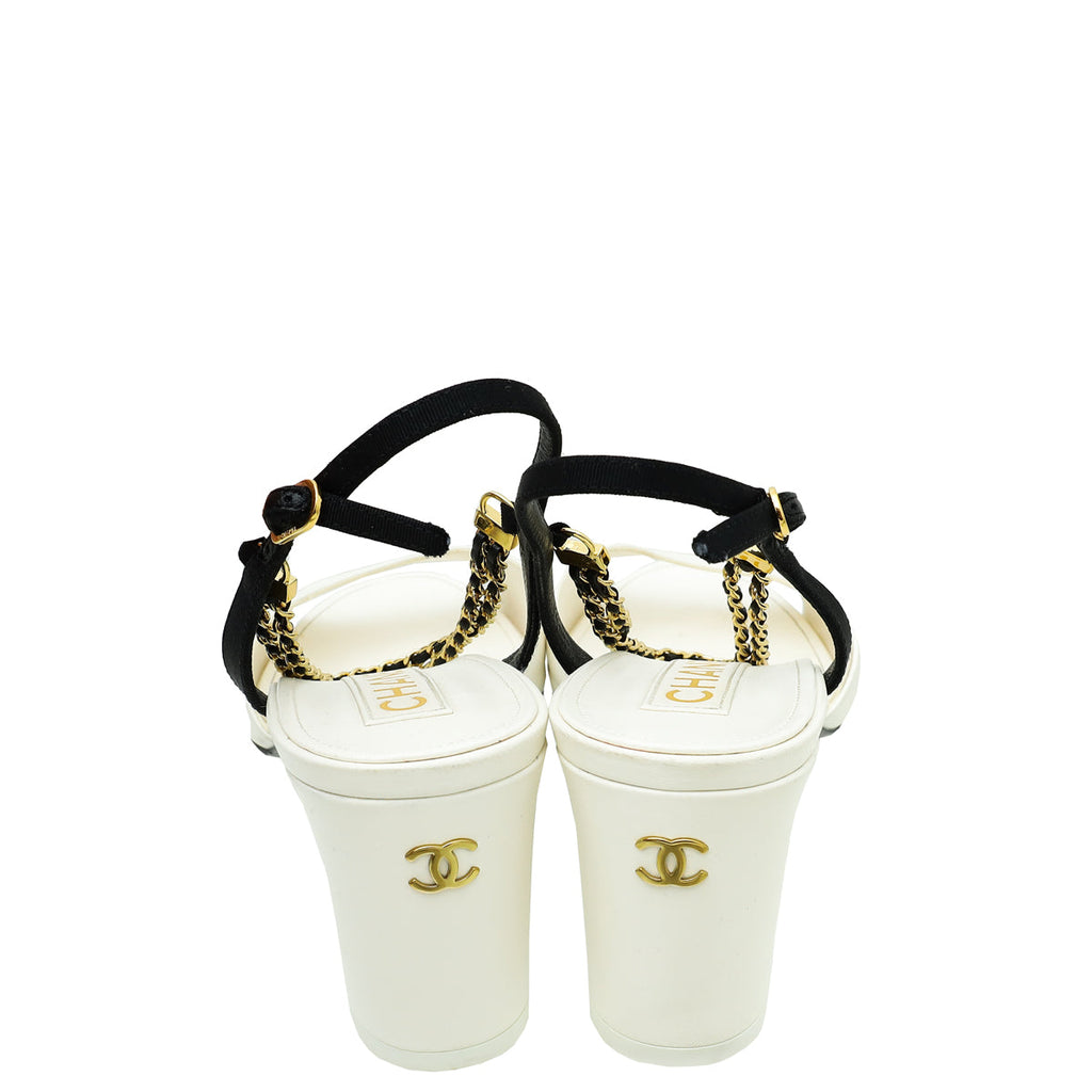 Chanel Bicolor CC Chain Block Sandal 40.5