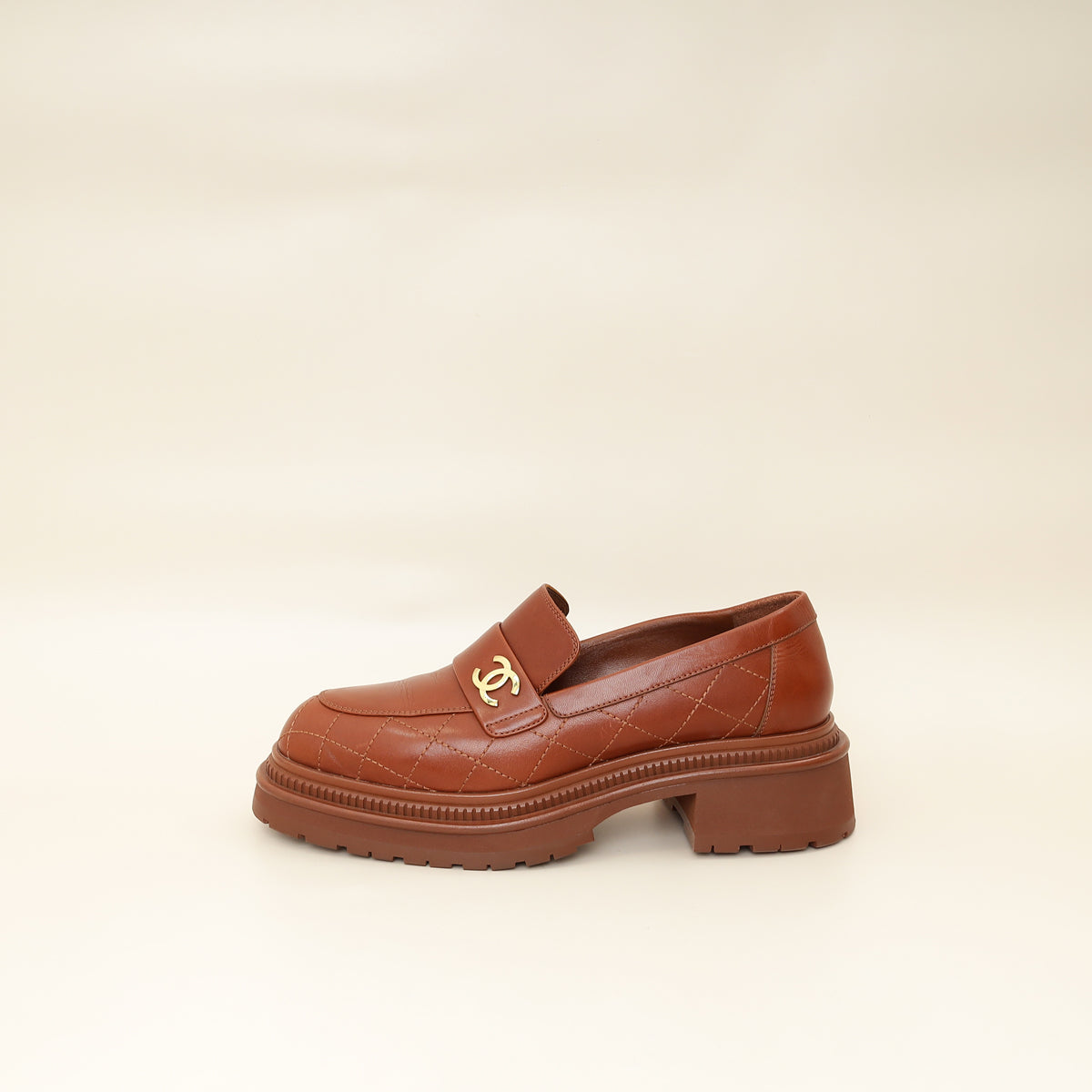 Chanel Brown CC Quilted Loafer 40