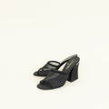 Chanel Black CC Pearl Mesh Heel Mules 40
