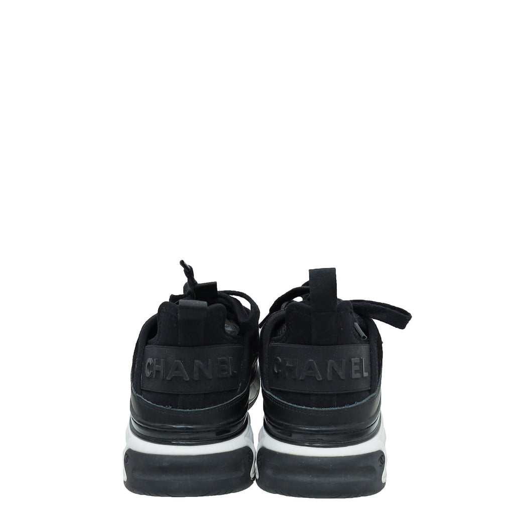 Chanel Black CC Lace Up Sneakers 40