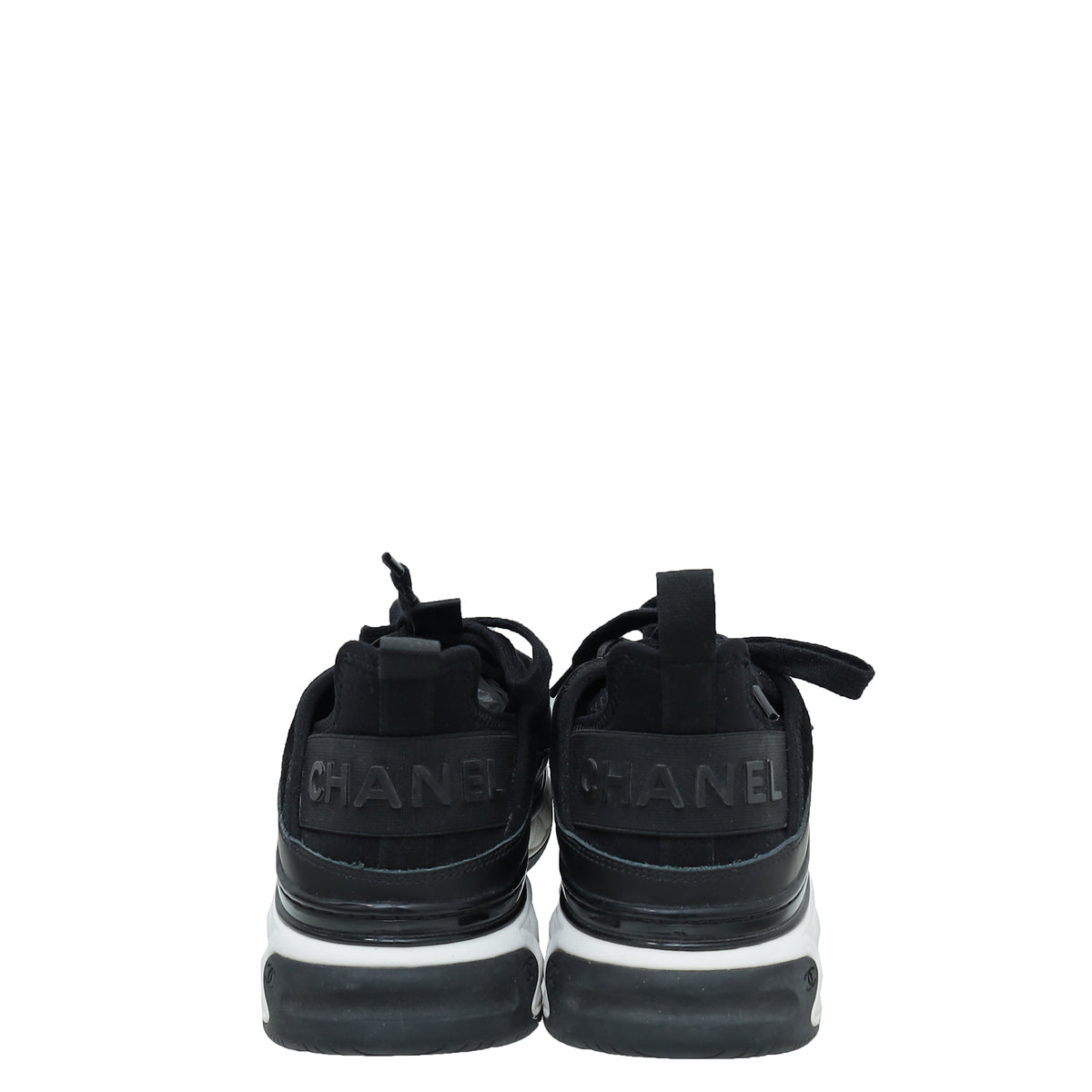 Chanel Black CC Lace Up Sneakers 40