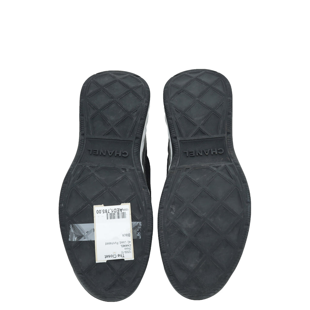 Chanel Black CC Lace Up Sneakers 40