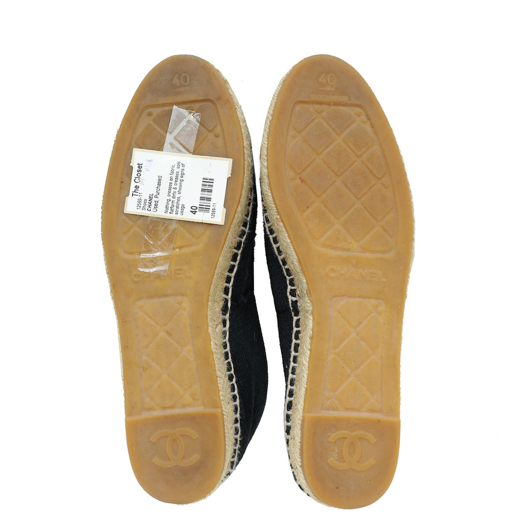 Chanel Black CC Espadrille 40
