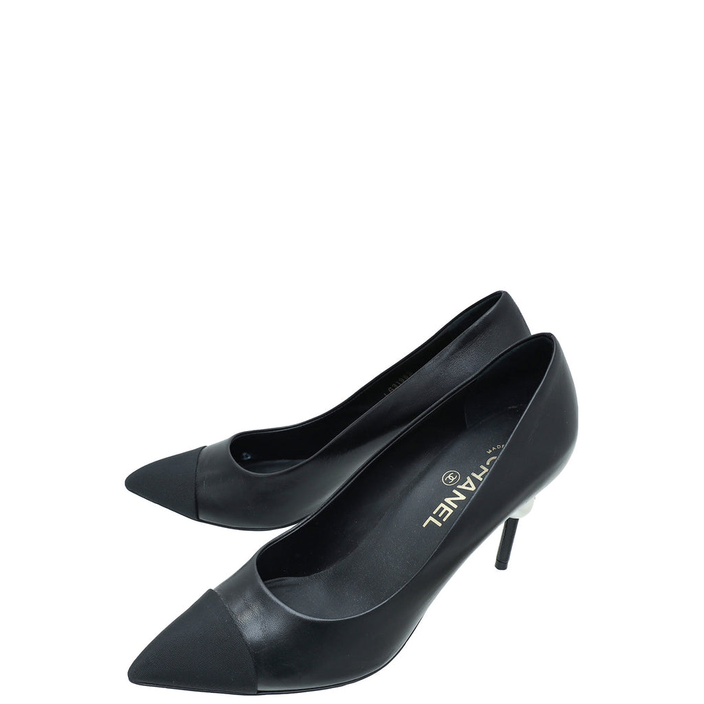 Chanel Black CC Pearl Pump 40