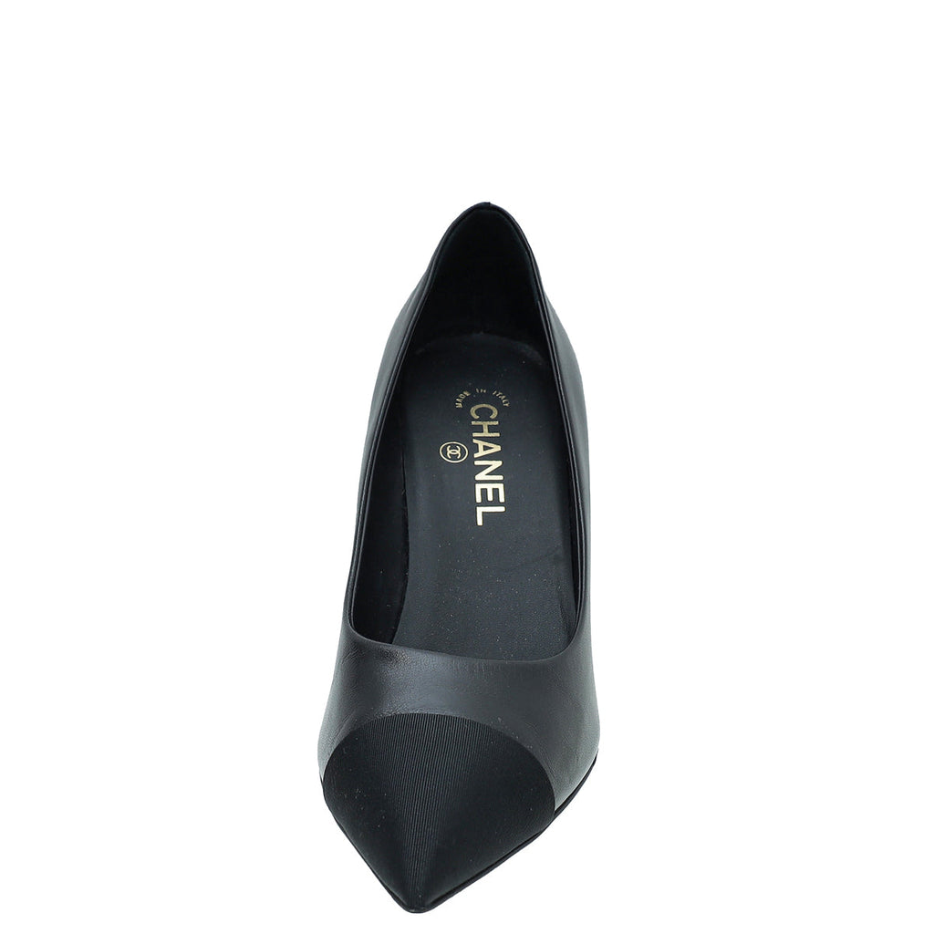 Chanel Black CC Pearl Pump 40