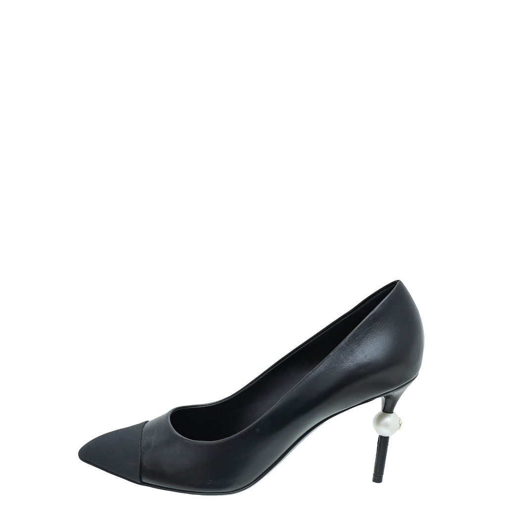 Chanel Black CC Pearl Pump 40