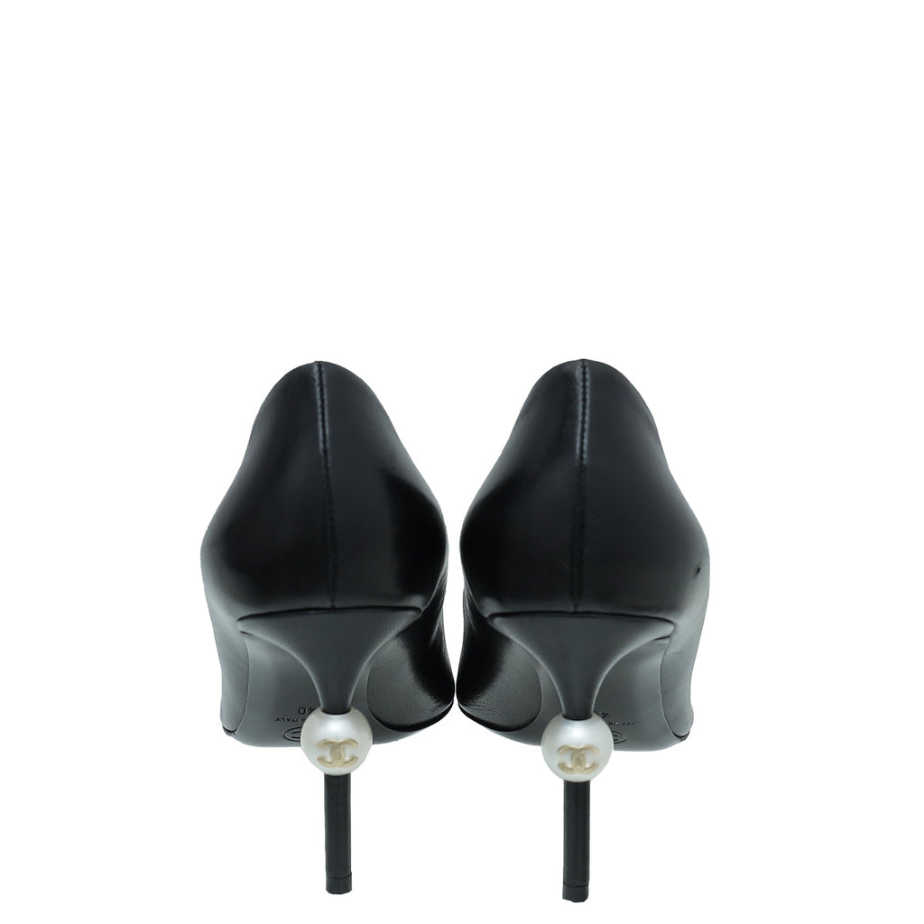 Chanel Black CC Pearl Pump 40