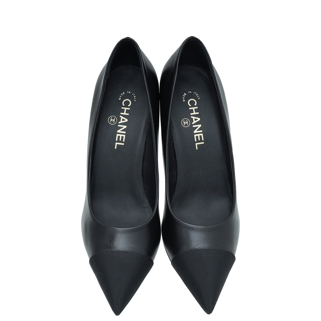 Chanel Black CC Pearl Pump 40