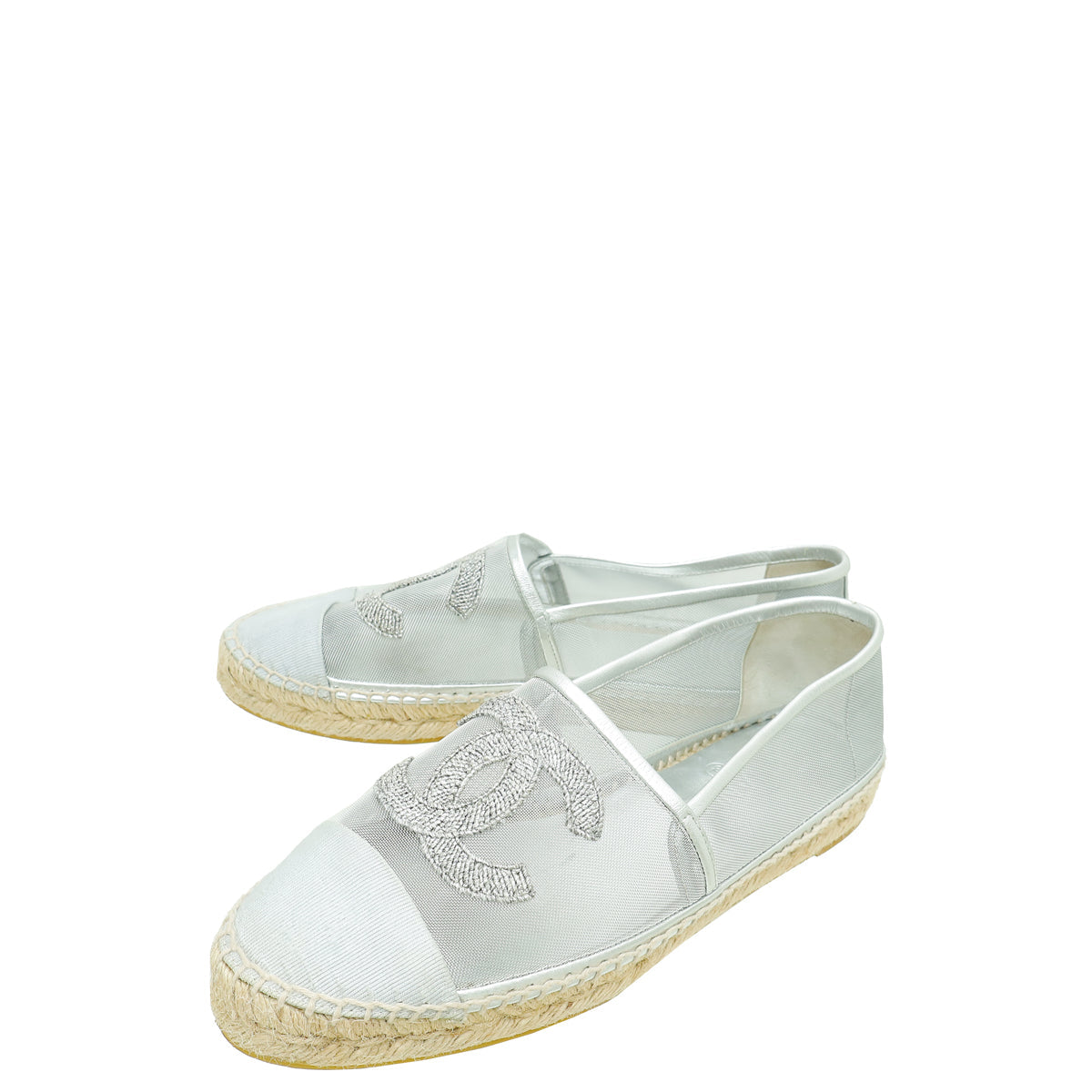 Chanel Bicolor 40 CC Cap Toe Mesh Embellished Espadrille 40