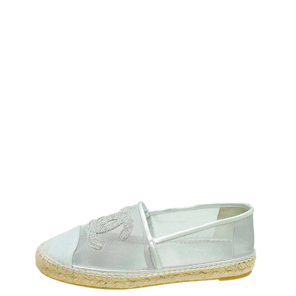 Chanel Bicolor 40 CC Cap Toe Mesh Embellished Espadrille 40