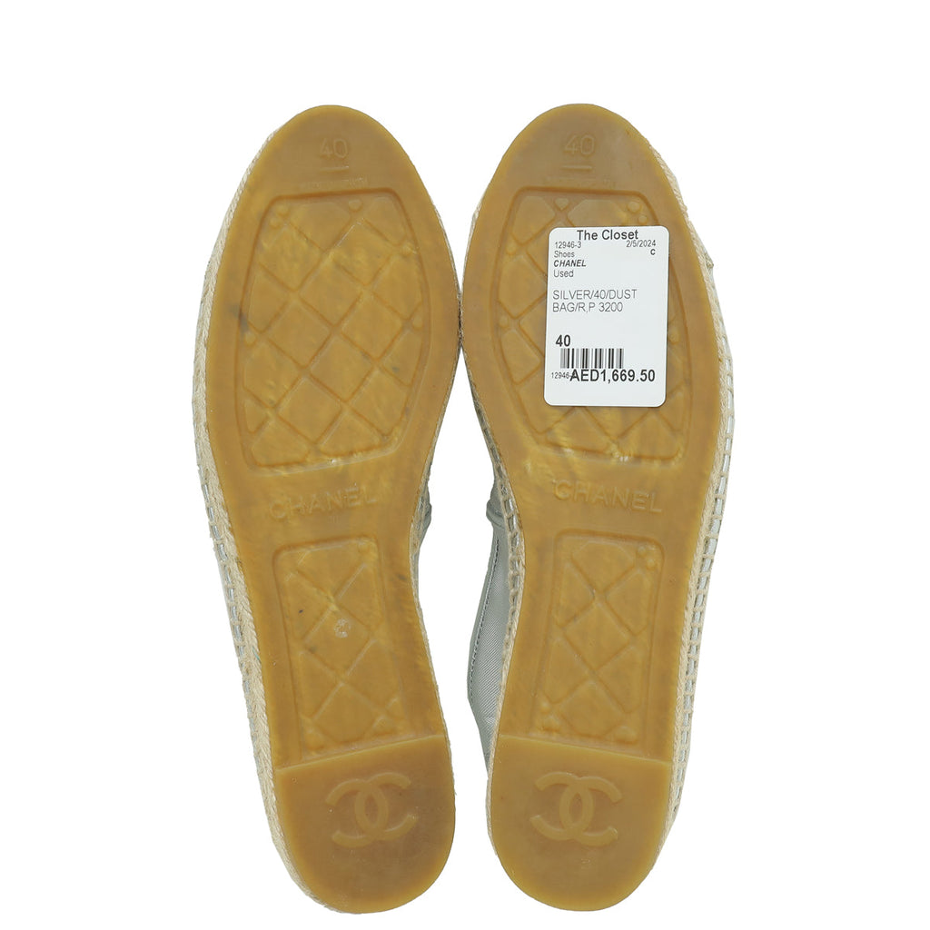 Chanel Bicolor 40 CC Cap Toe Mesh Embellished Espadrille 40