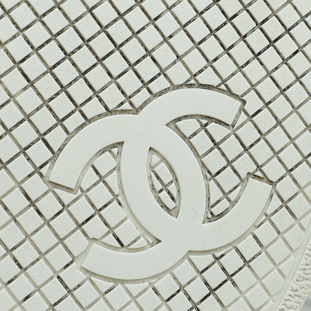 Chanel White Logo Lace Up CC Low Top Sneakers 40