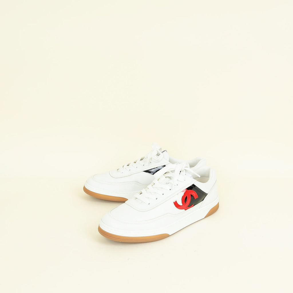 Chanel White CC Trainer Sneaker 40