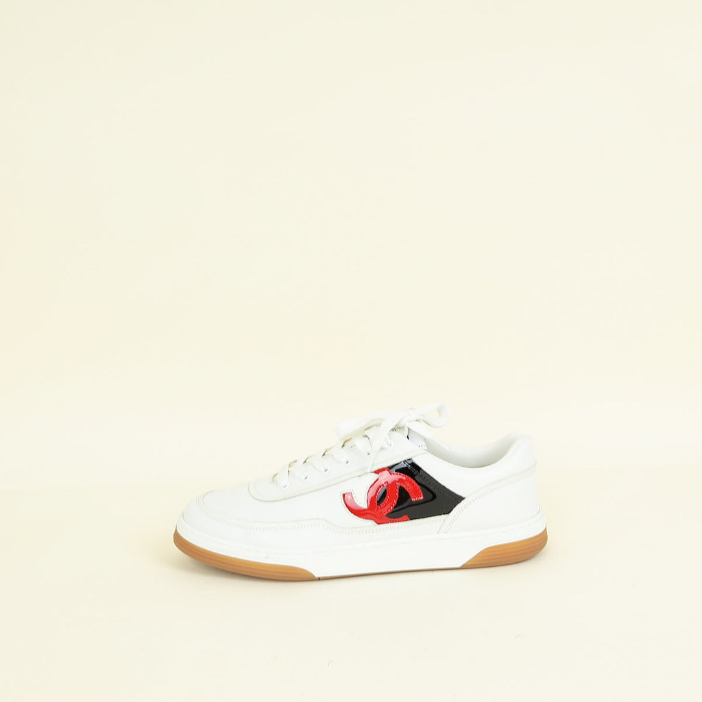 Chanel White CC Trainer Sneaker 40