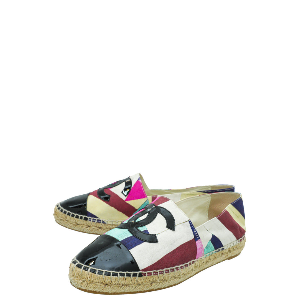 Chanel Multicolor Print Crepe CC Espadrille 40