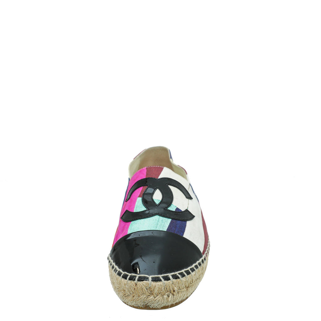 Chanel Multicolor Print Crepe CC Espadrille 40