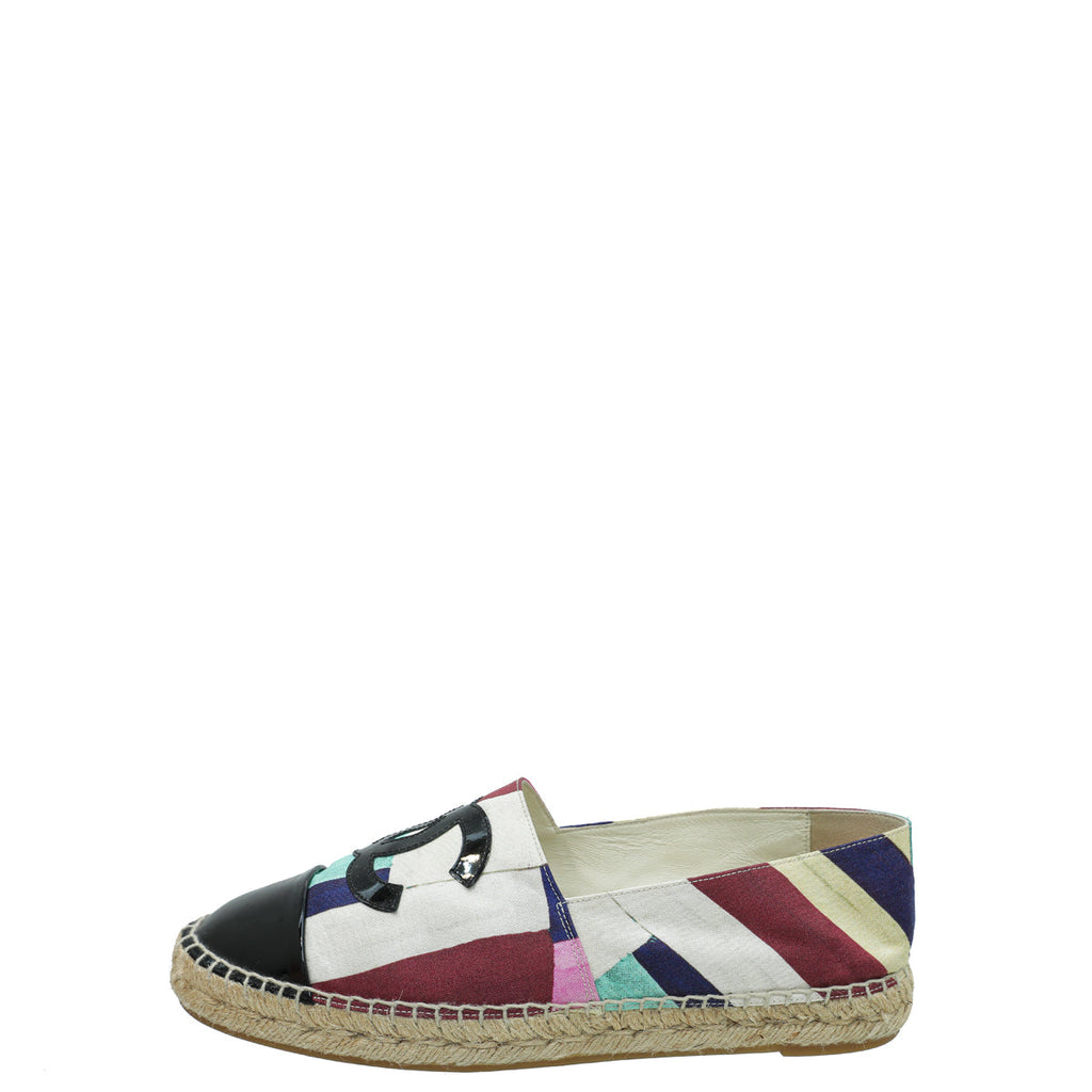 Chanel Multicolor Print Crepe CC Espadrille 40