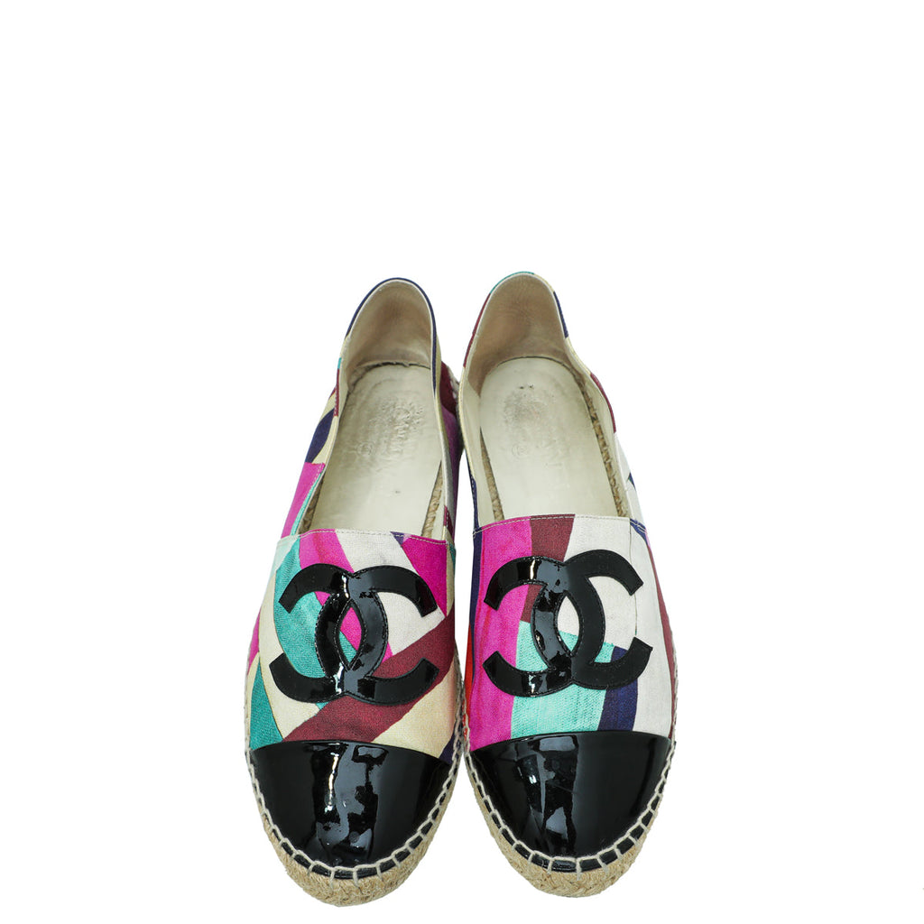 Chanel Multicolor Print Crepe CC Espadrille 40