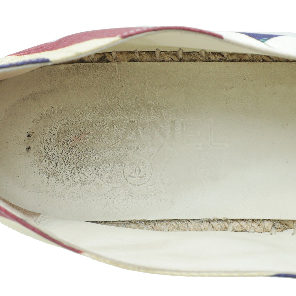 Chanel Multicolor Print Crepe CC Espadrille 40