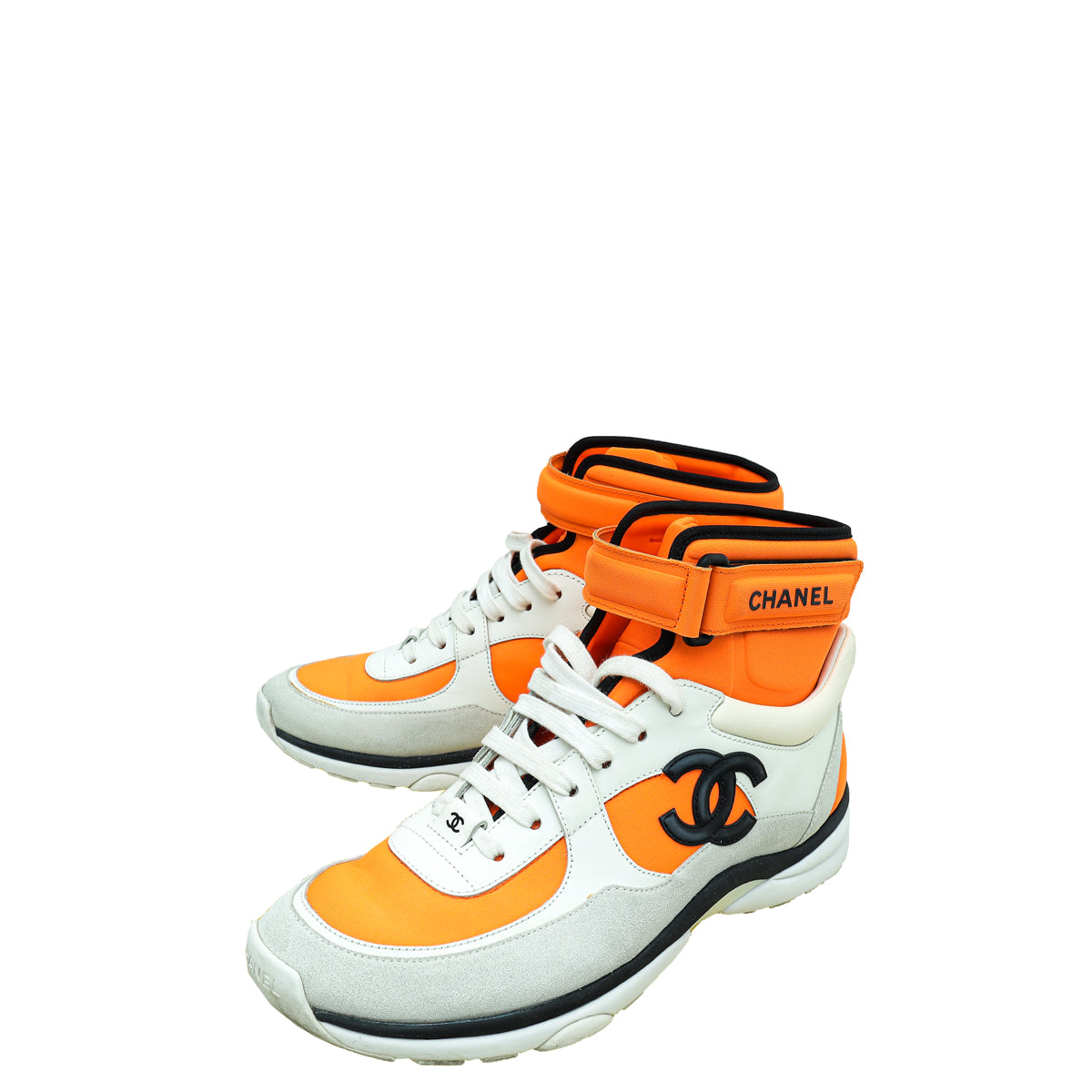 Chanel Tricolor CC High Cut Sneakers 40