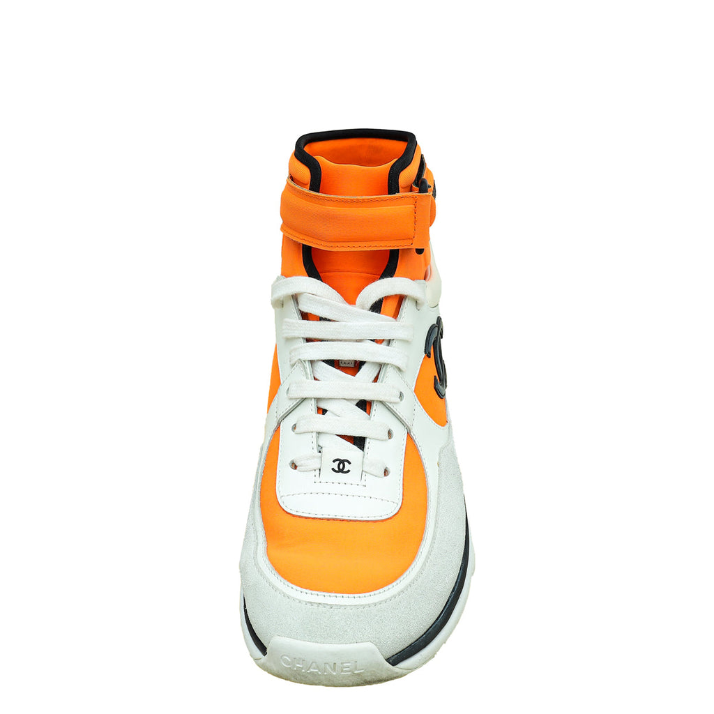 Chanel Tricolor CC High Cut Sneakers 40