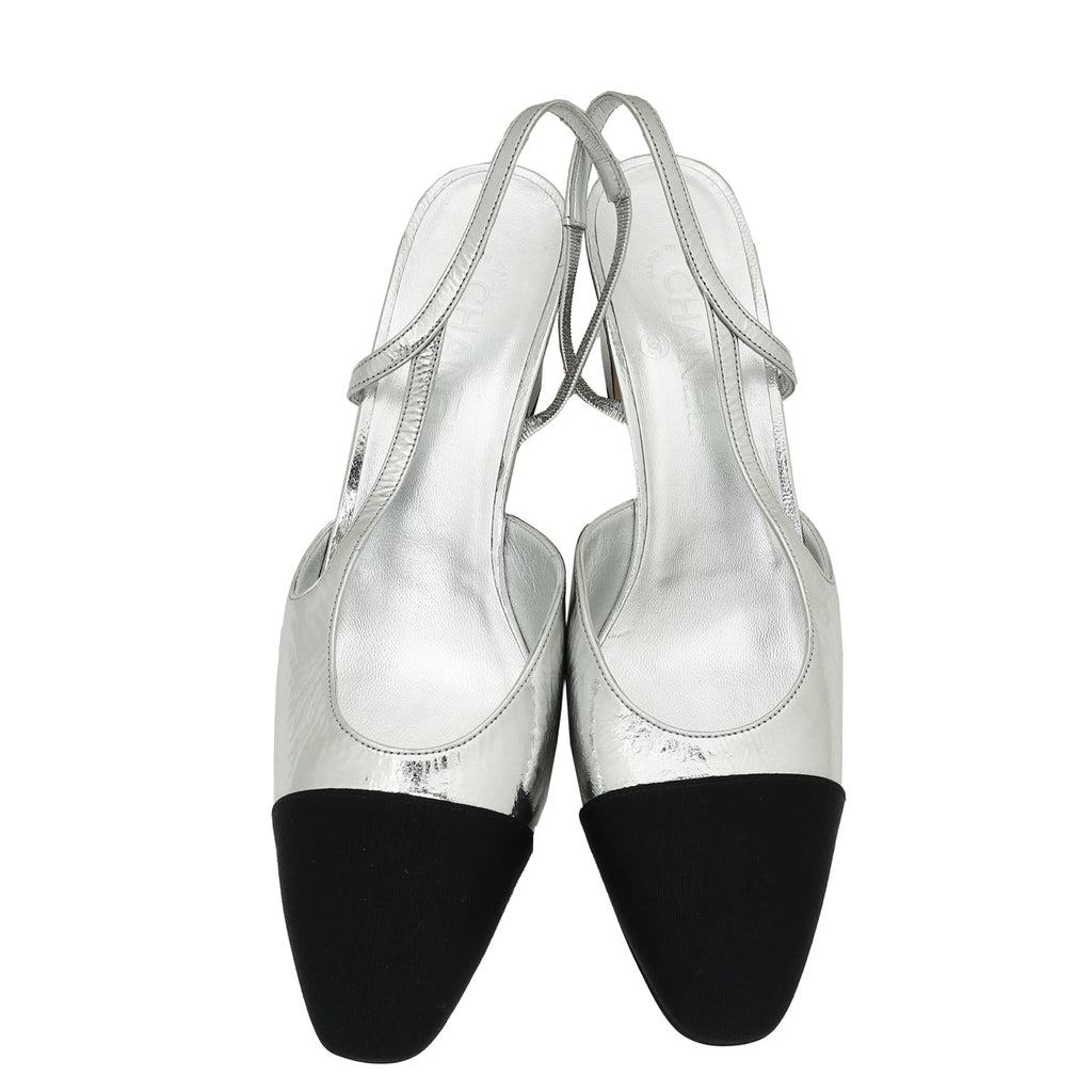 Chanel Bicolor CC Cap Toe Slingback Pump 41.5