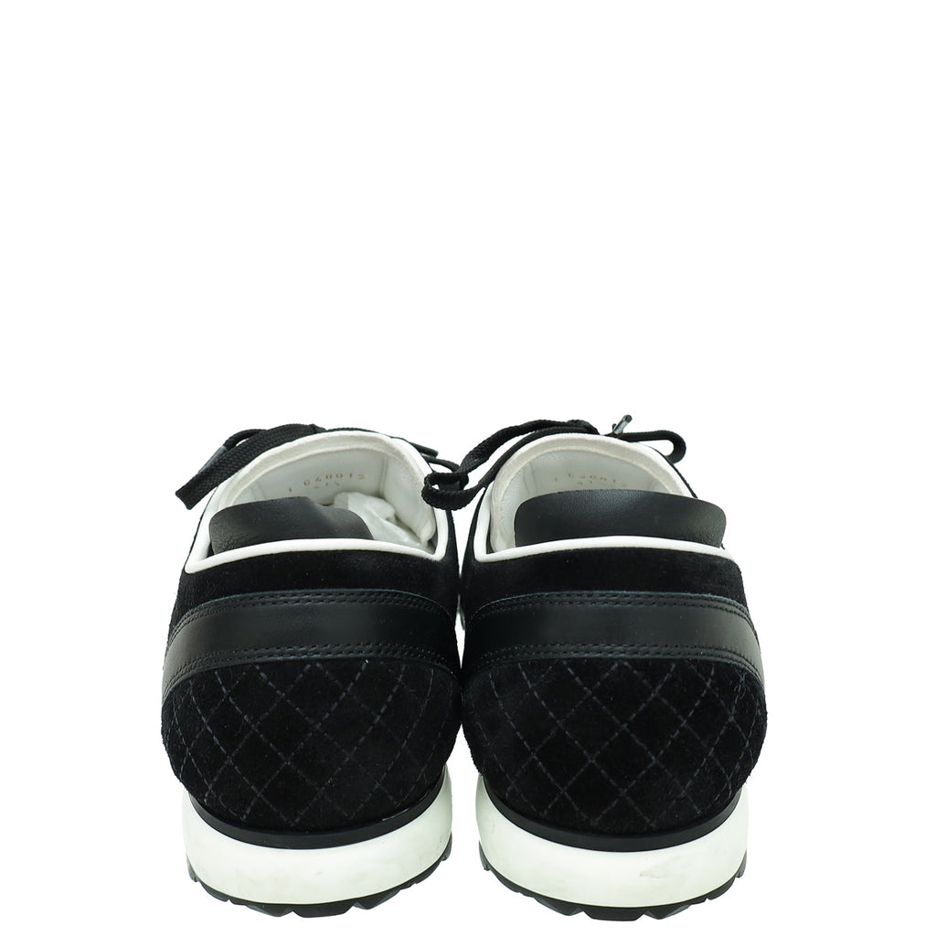 Chanel Black Lace Up Low Top Sneakers 41.5