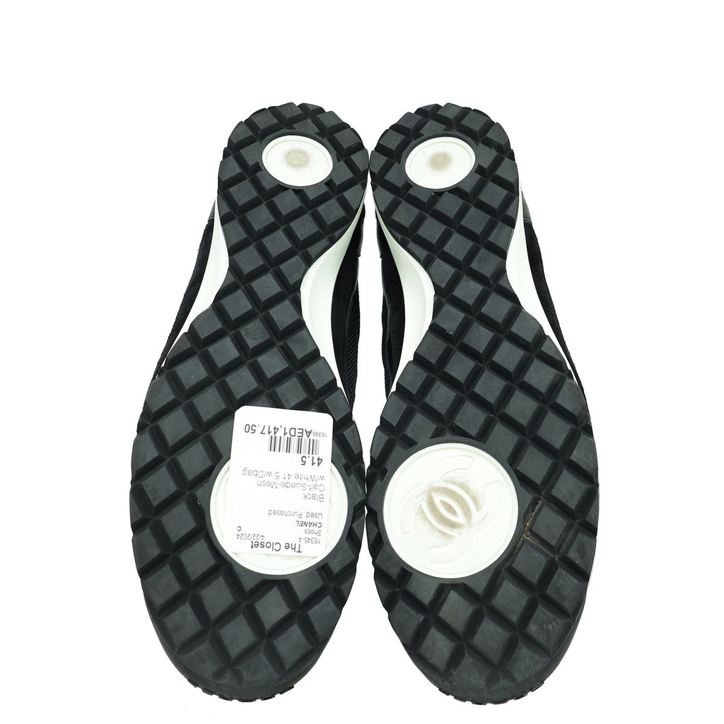 Chanel Black Lace Up Low Top Sneakers 41.5