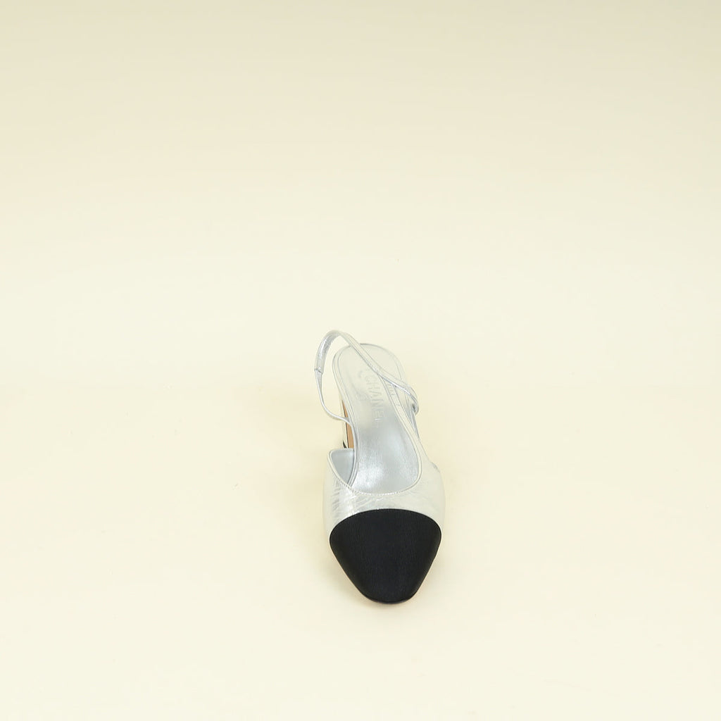 Chanel Bicolor CC Cap Toe Slingback Pump 41.5