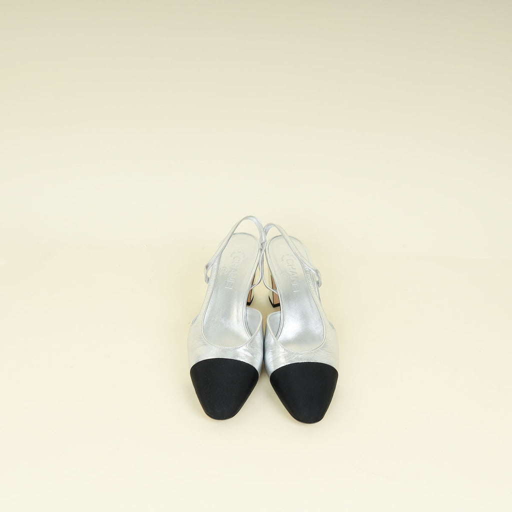 Chanel Bicolor CC Cap Toe Slingback Pump 41.5