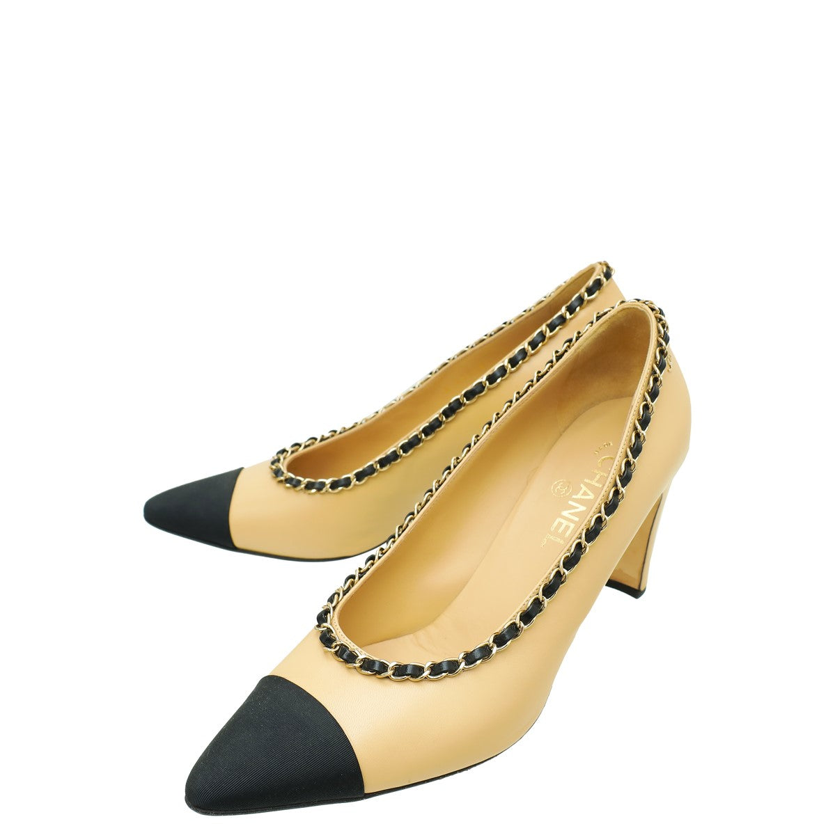 Chanel Bicolor Chain Detail Pumps 41.5