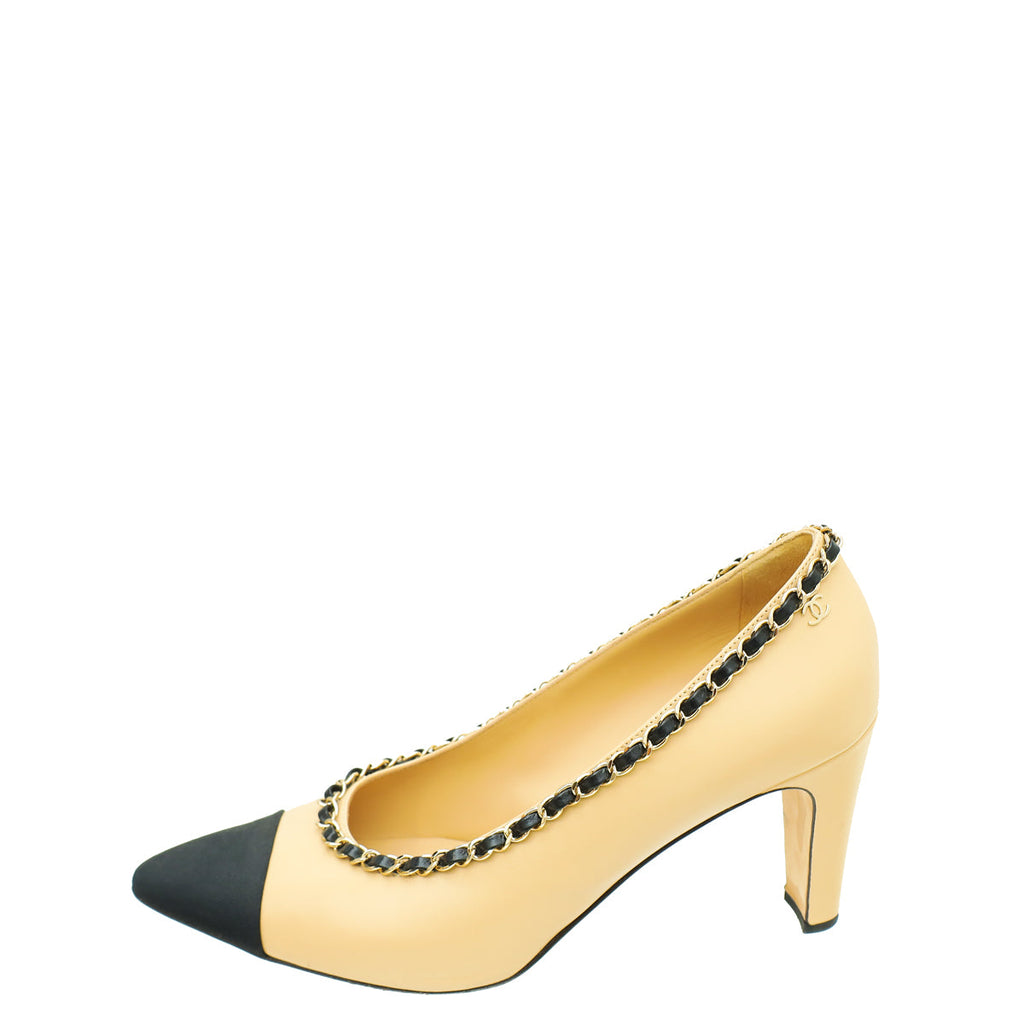 Chanel Bicolor Chain Detail Pumps 41.5